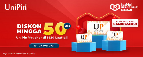 Diskon hingga 50rb UniPin Voucher di 1820 LazMall Lazada